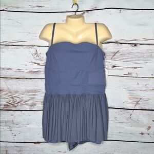 Blogilates NWT Size 1X Troposphere Steel Blue Athletic Mesh Tulle Barre Romper